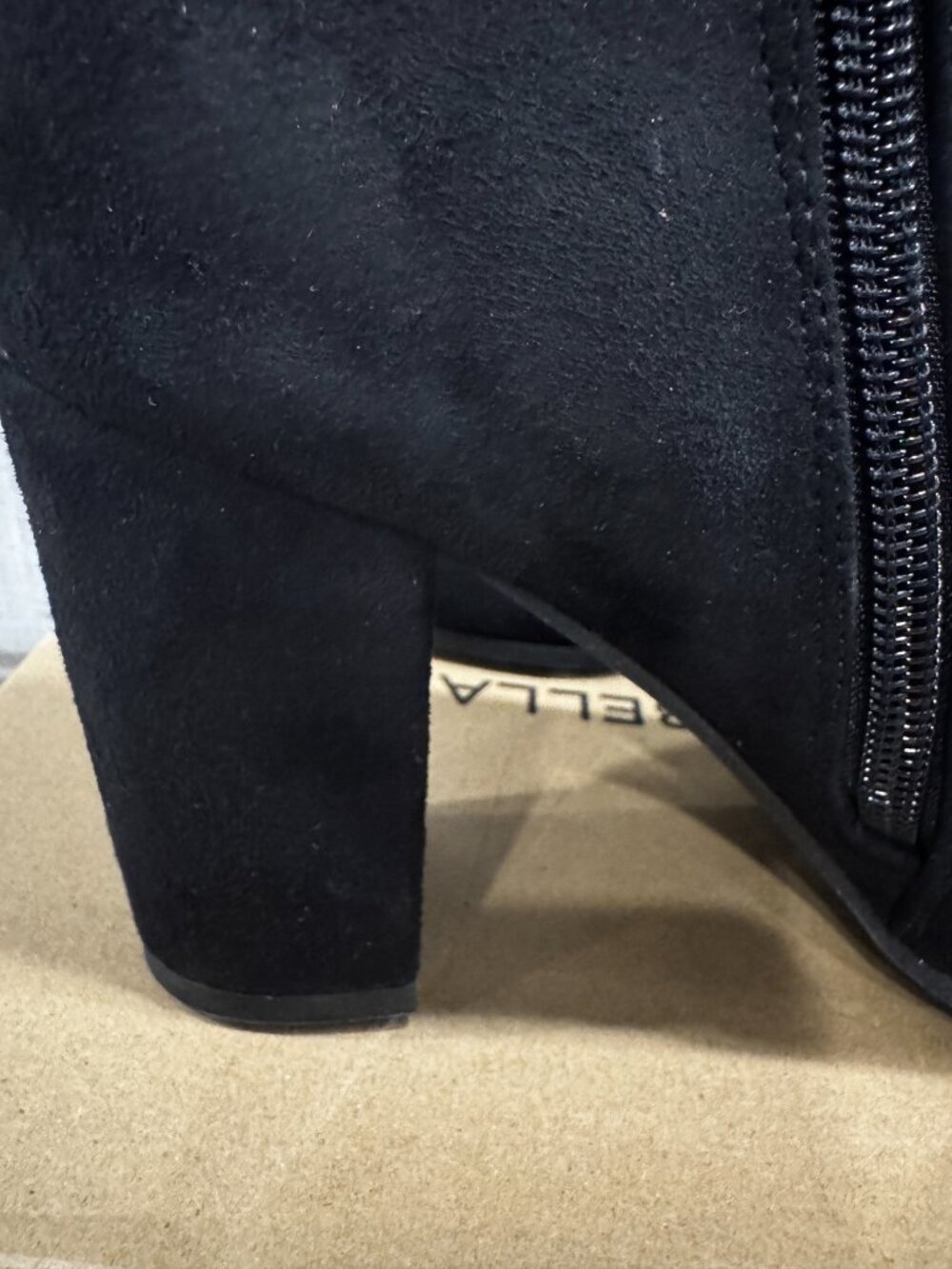 Newbella Black Suede Pointed Toe Bootie | 3" Block Heel | Side Zip | 8.5 NIB - Picture 6 of 9
